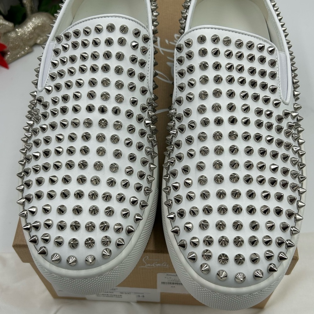 Men's Christian Louboutin roller boat spike slip on sneakers size 44 made Italy - Picture 11 of 11